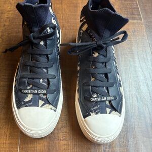 Dior Black and Cream High-Top Sneakers